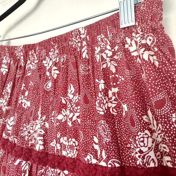 Napa Valley Red/White Tiered Ruffle Flowy Maxi Skirt ~ Size Large ~ Cotton Blend - Picture 8 of 11